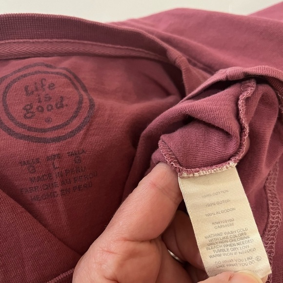 Set of 2 Life is Good Cotton T- Shirts Cowl neck, relax fit Size L - Picture 5 of 14